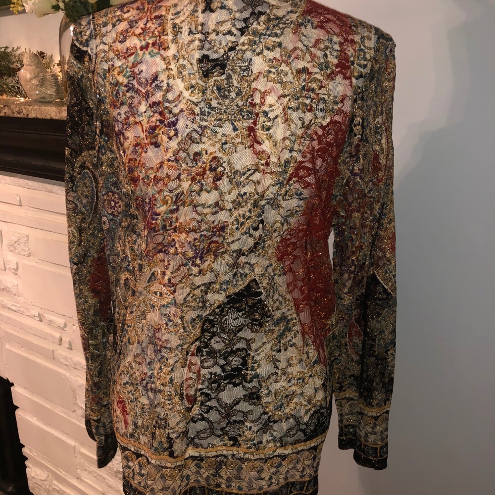 Chico's Multi-Color Metallic Sheer Jacket - Picture 2 of 4